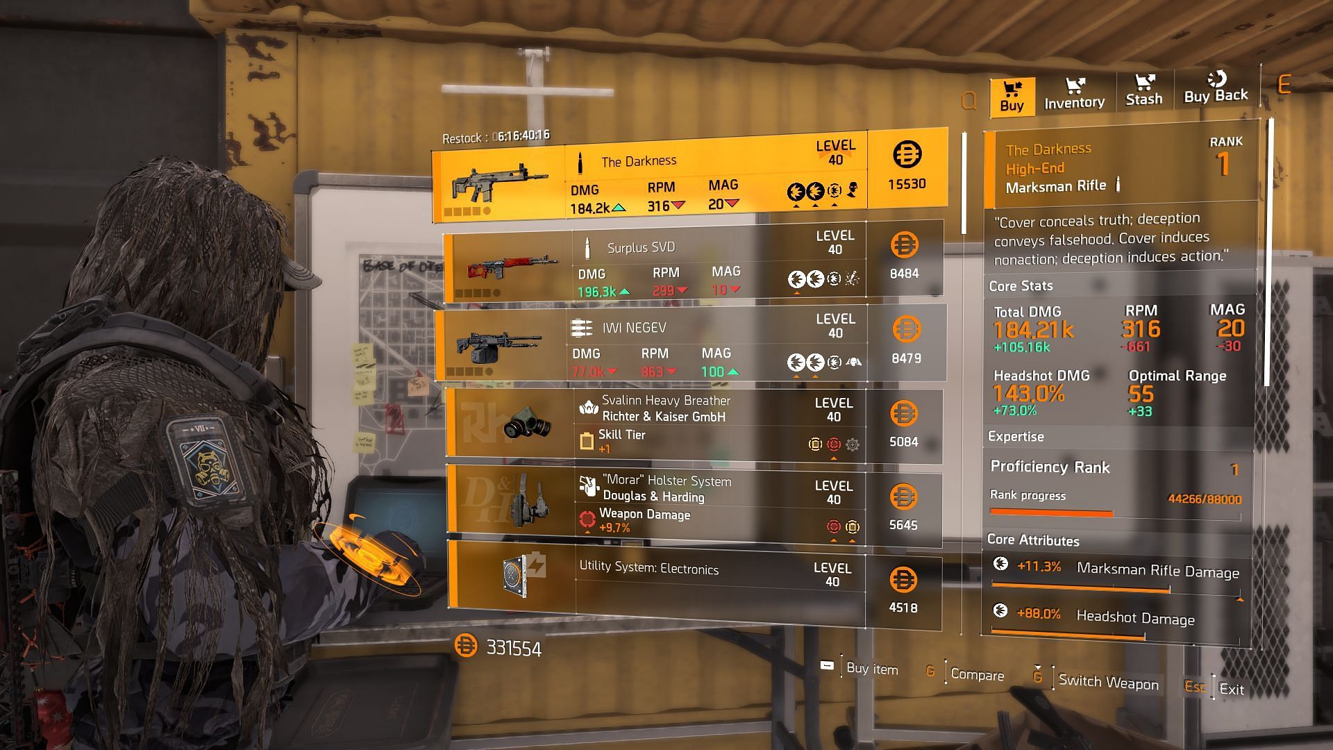 The Division 2 vendor found at the Castle Settlement (Image via Sportskeeda Gaming || Ubisoft)